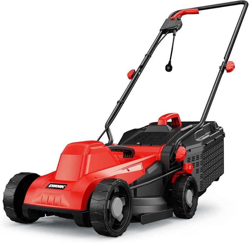EWORK 14-Inch 11Amp Corded Electric Push Lawn Mower with 30L Bag & 4-H
