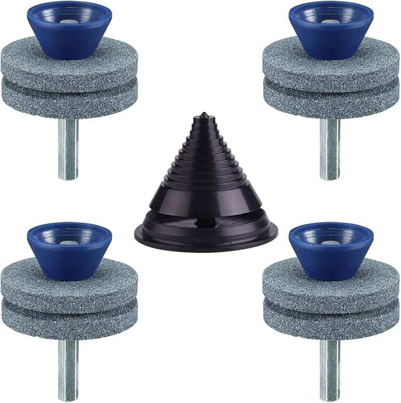 4PCS Double Layer Corundum Lawnmower Blade Sharpener with Balancer for