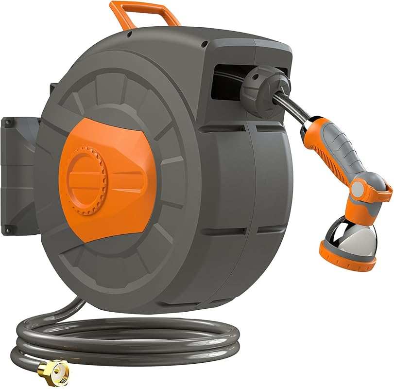 Heavy Duty Retractable Garden Hose Reel, 100ft 1/2