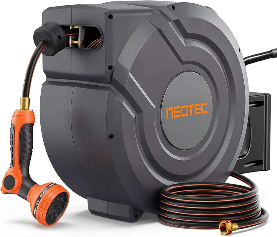 Wall-Mounted Retractable Hose Reel 150ft x 1/2