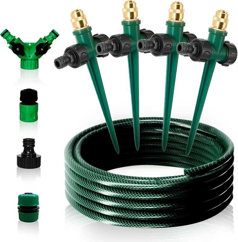 Joyhalo 4-Pack Flexible Sprinkler System Kit with Spike Base and 32.5F