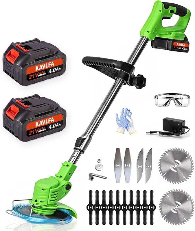 21V Cordless Weed Wacker Kit: 4-in-1 Grass Trimmer with 2 Batteries & 