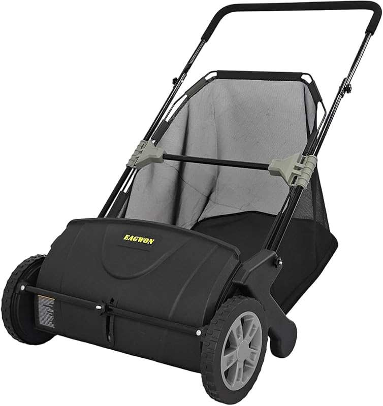 21-Inch Push Lawn Sweeper with Large Hopper, Adjustable Height, and Du