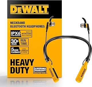 DEWALT Heavy Duty Bluetooth Neckband Headphones