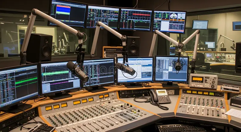 Conservative talk radio broadcast equipment close up