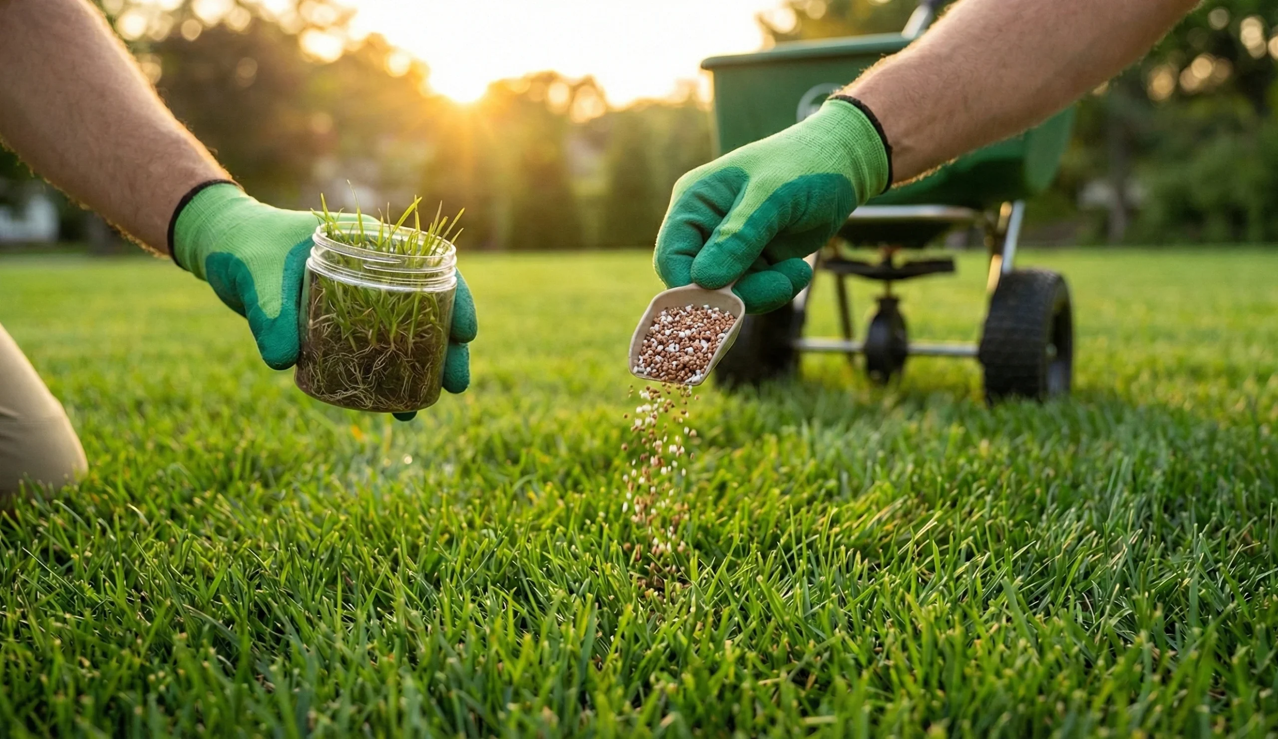 cutting turf square grub count inspection