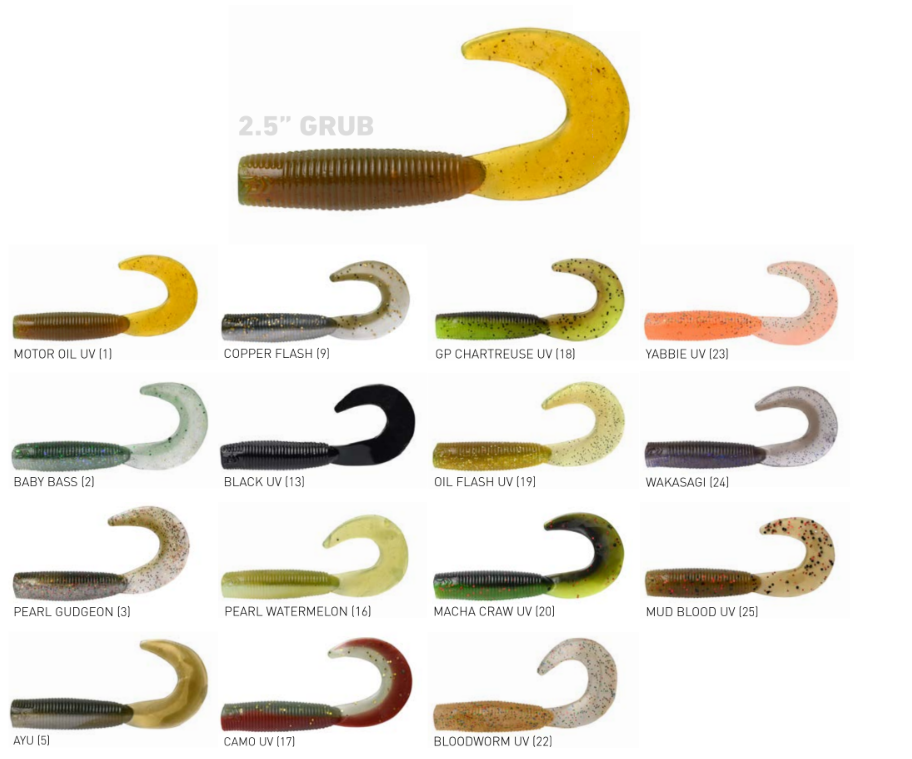 grub sizes and jighead weights comparison