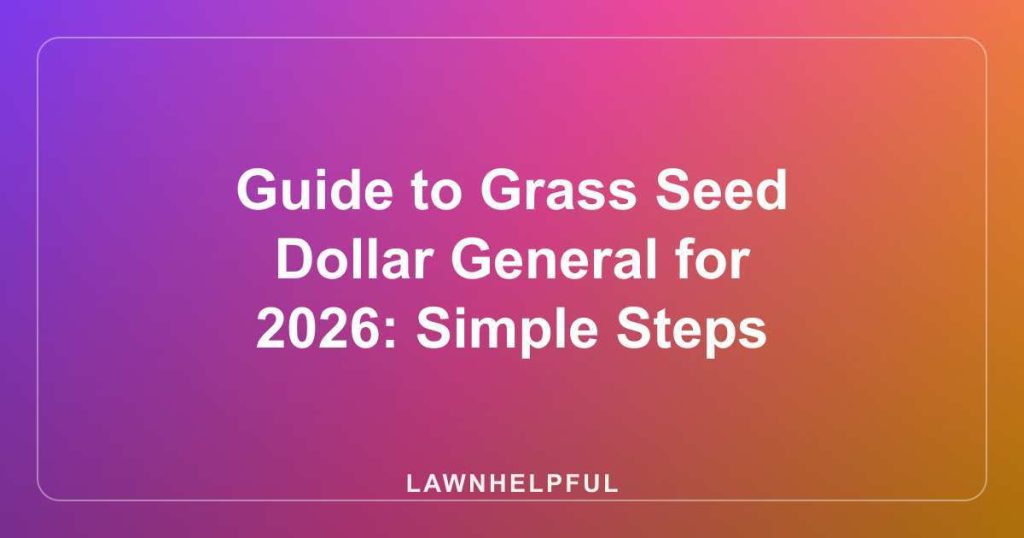 Guide to Grass Seed Dollar General for 2026: Simple Steps
