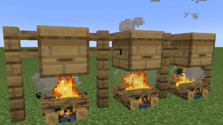 Minecraft bee hive with campfire below
