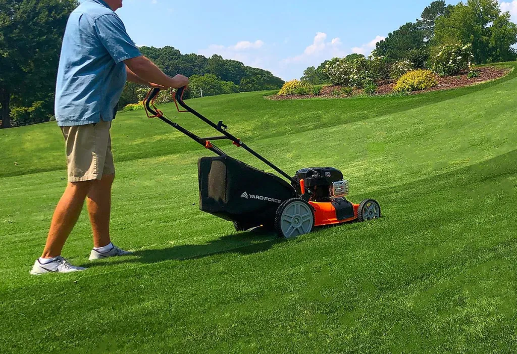 mowing on slope