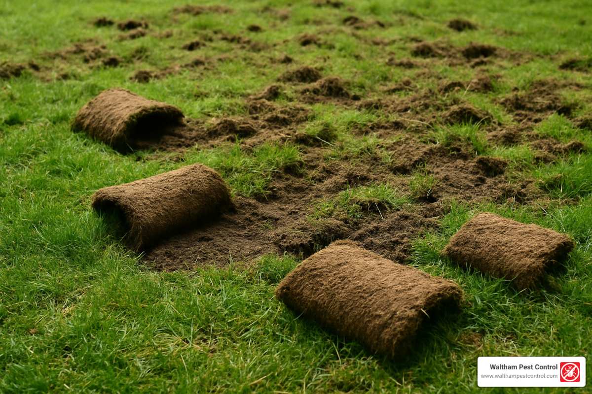 raccoon digging pattern lawn