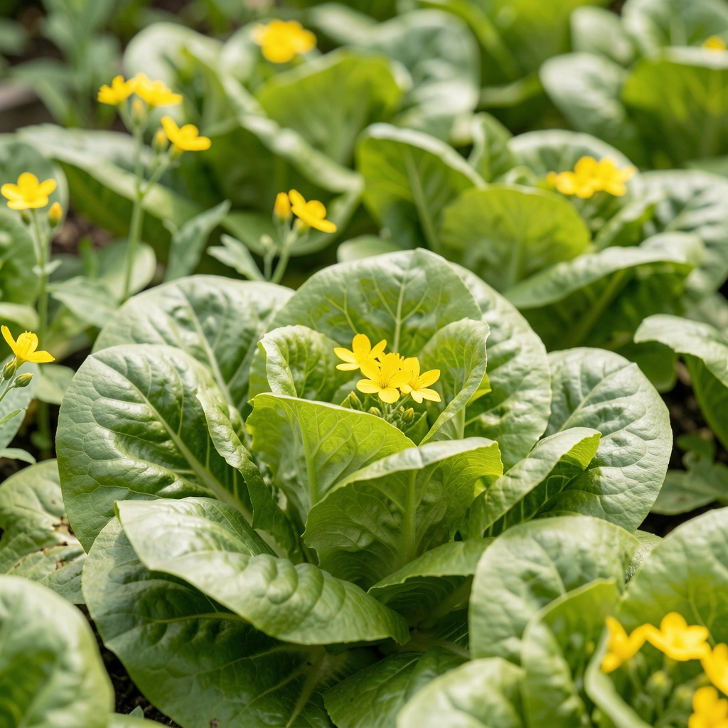 lettuce with yellow flowers