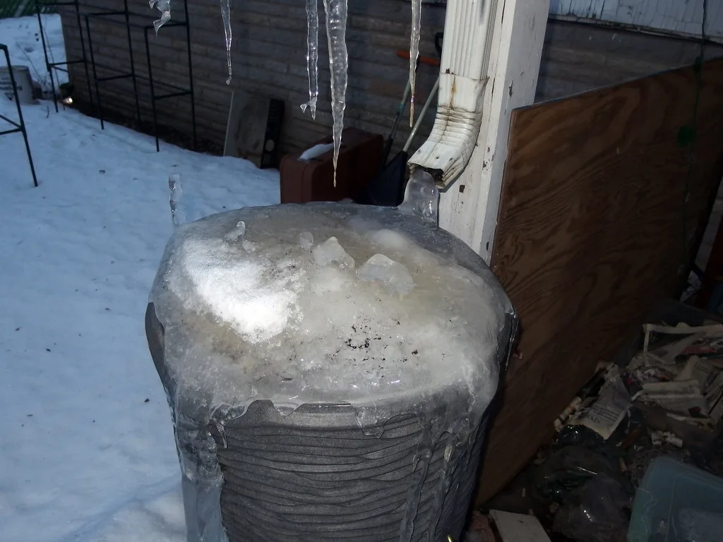 frozen rainwater tank winter damage